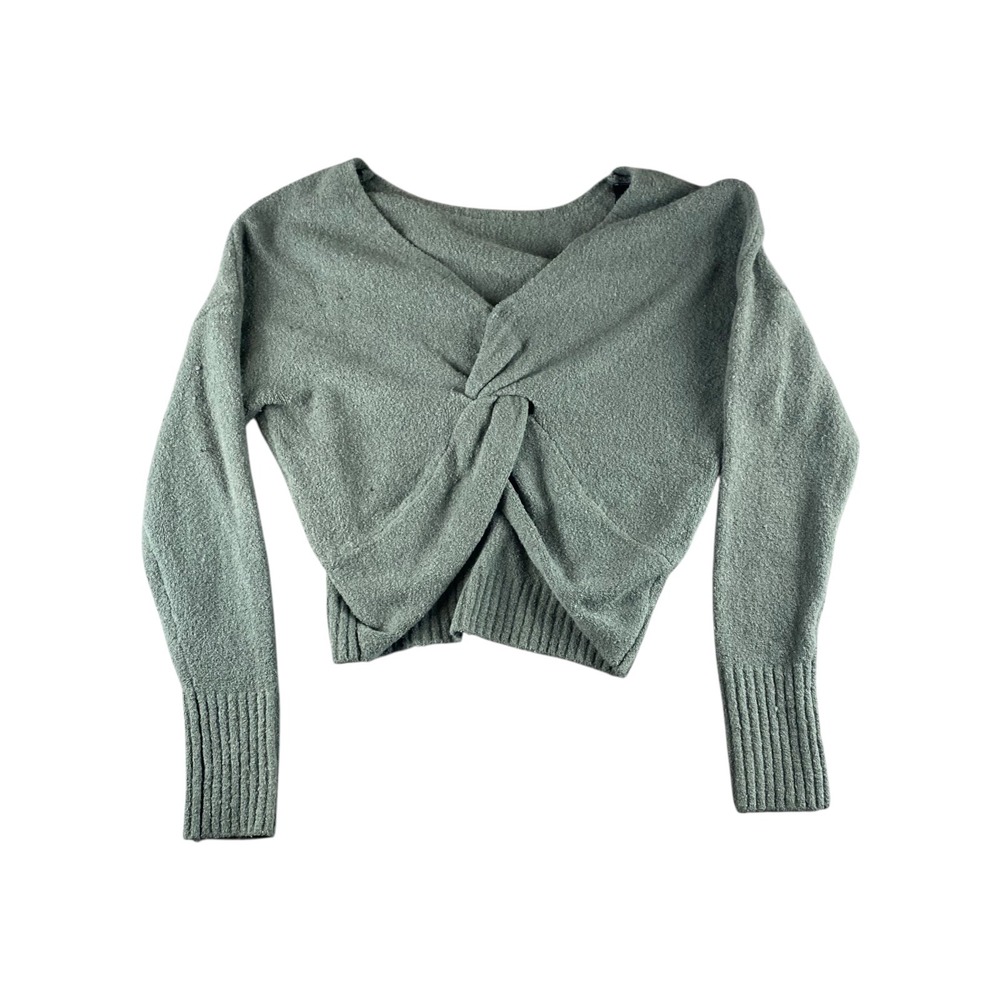 EXPRESS Twist‎ Front V Neck Long Sleeve Sweater Knit Cropped Top M